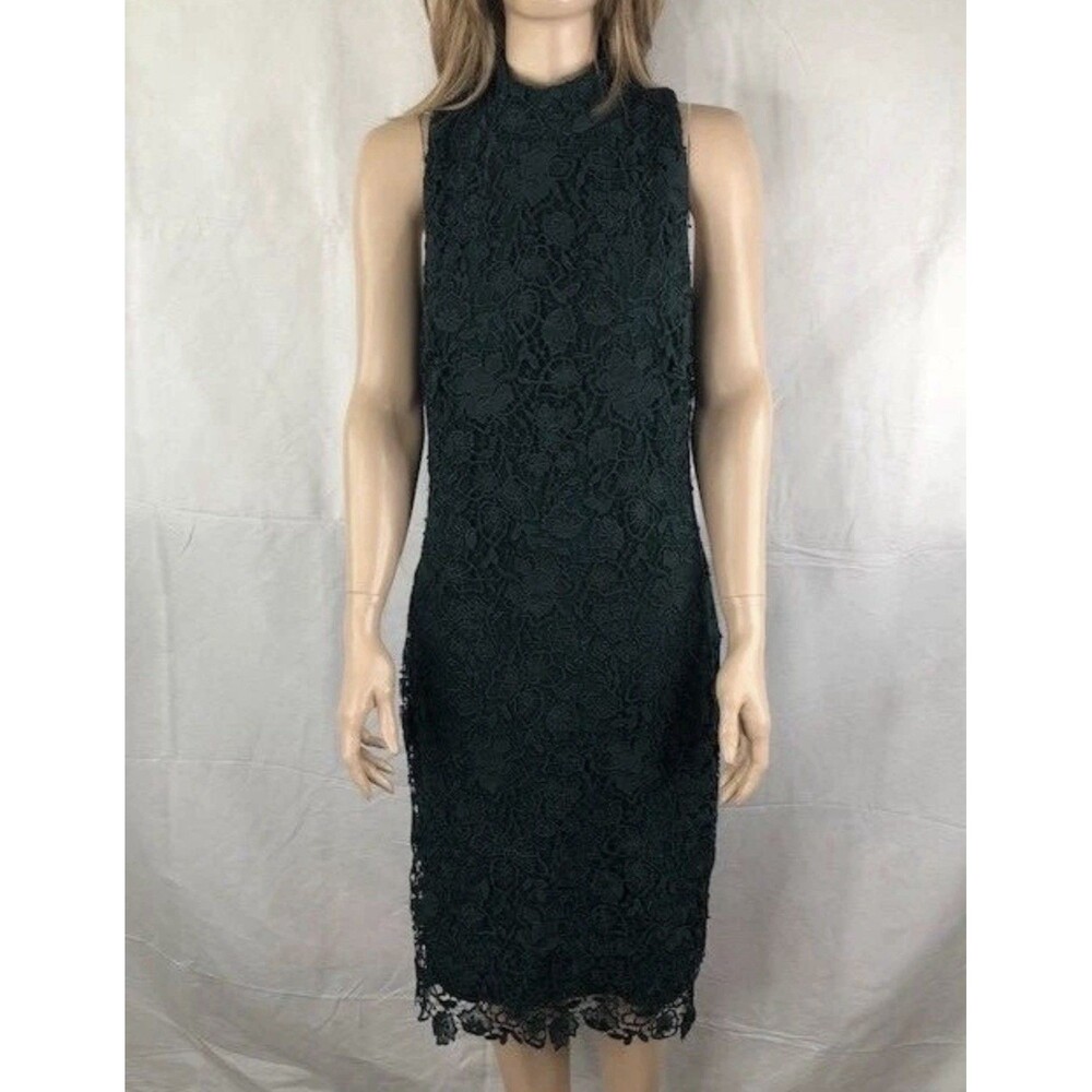 Women's NWOT $195 Lauren Ralph Lauren Lace Mock-Neck Green Dress Size 2